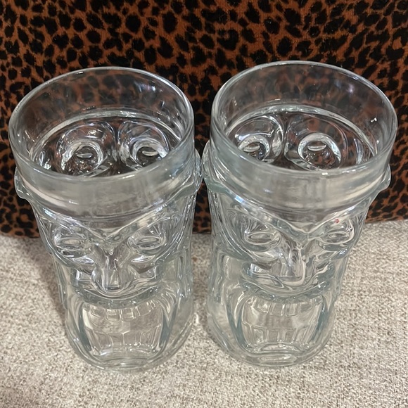 Screaming Tiki Glass Anchor Hocking Clear Glass ~ Two (2) - Picture 5 of 5